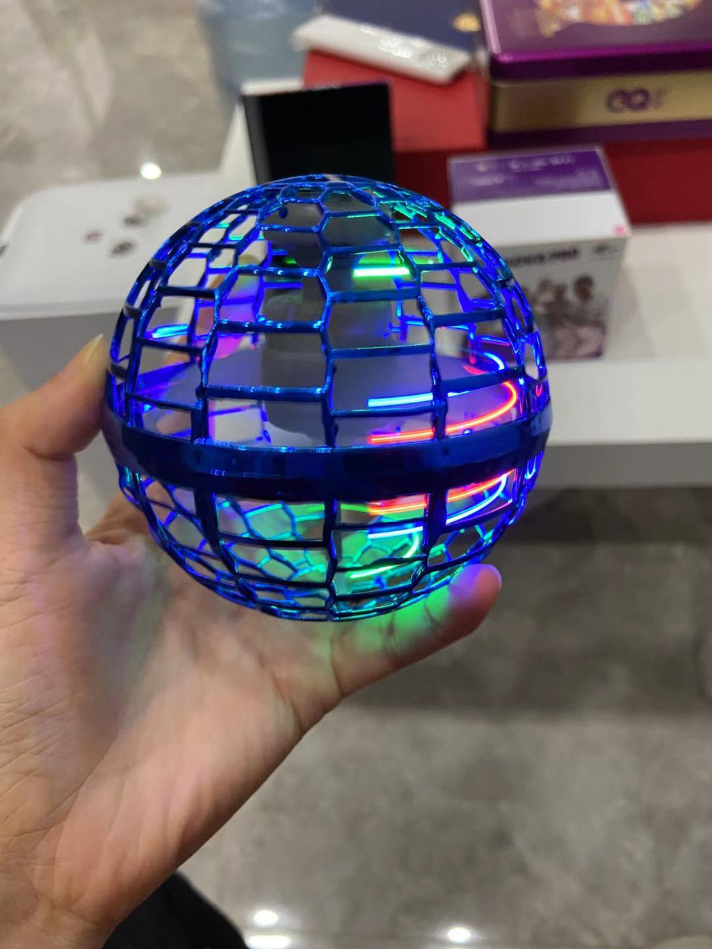 Flying Ball Drone Toy with RGB LED Lights, Fall Resistant Flying Orb, USB Rechargeable for Indoor and Outdoor Play