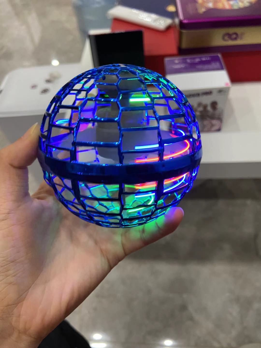 Flying Ball Drone Toy with RGB LED Lights, Fall Resistant Flying Orb, USB Rechargeable for Indoor and Outdoor Play