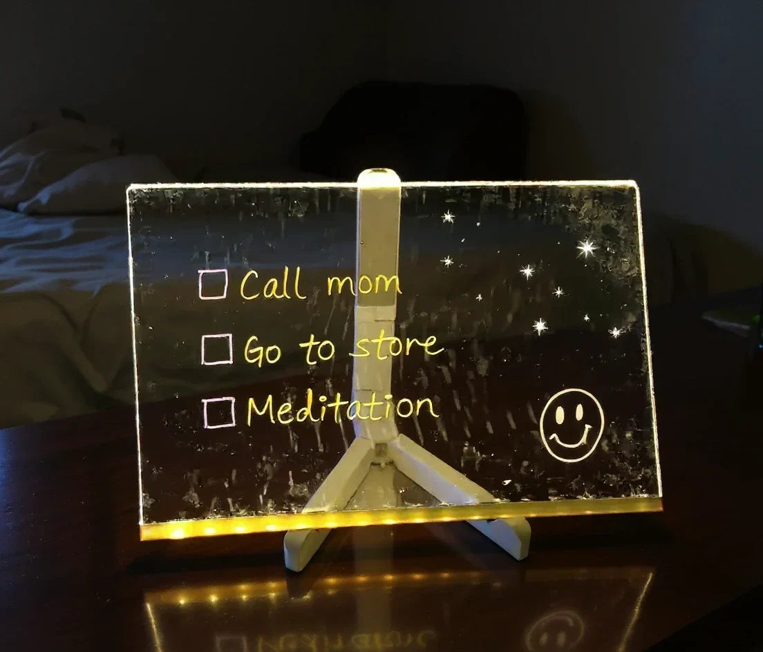 LED Glow Drawing Board with Neon Markers, Reusable Light Up Message Board for Kids Drawing and Family Notes
