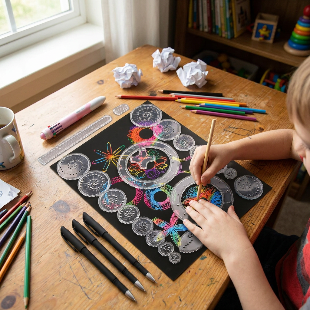 Spirograph Drawing Set with Precision Tools & Colorful Patterns for Creative Fun
