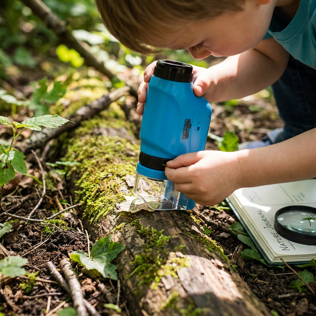 High-Power Pocket Microscope with LED Light | Compact Design for On-the-Go Observations