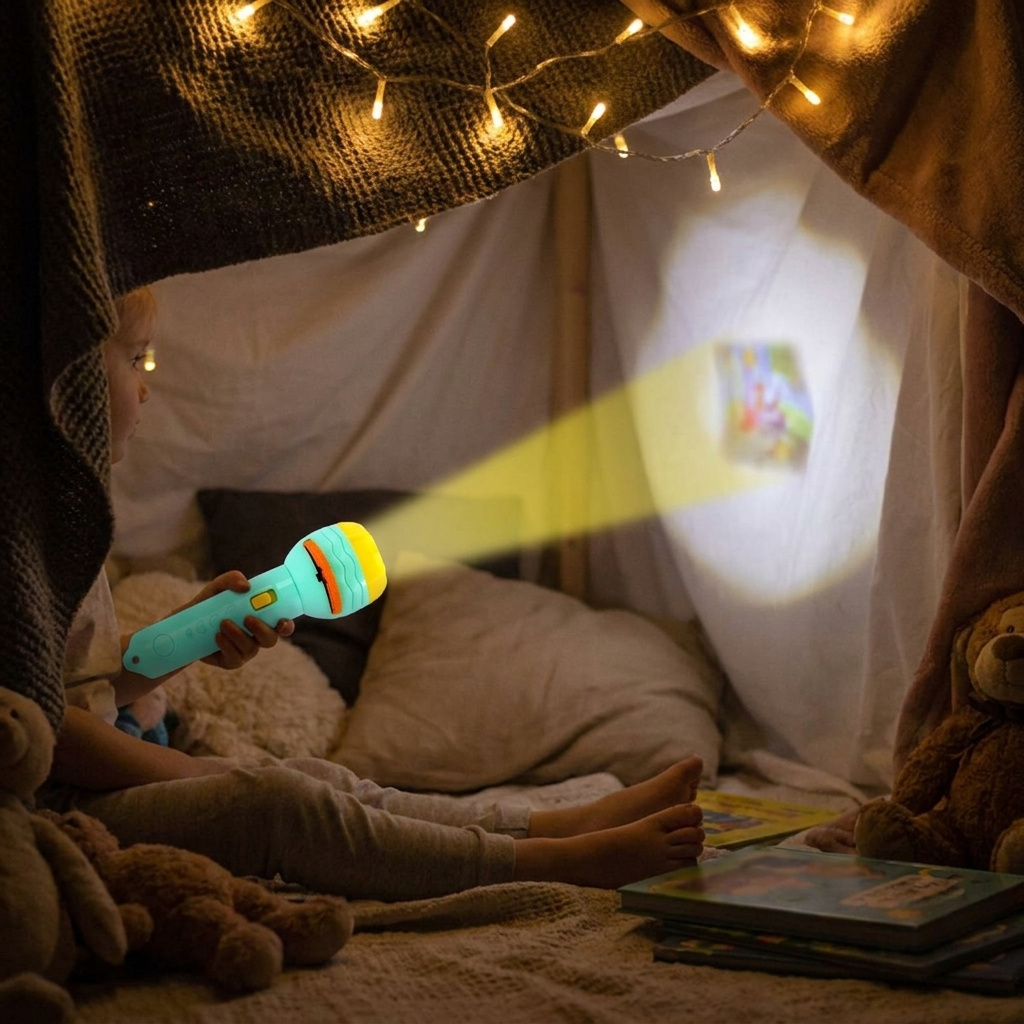 Kids' LED Projector Flashlight with Adjustable Focus & Colorful Images | Perfect for Bedtime Adventures