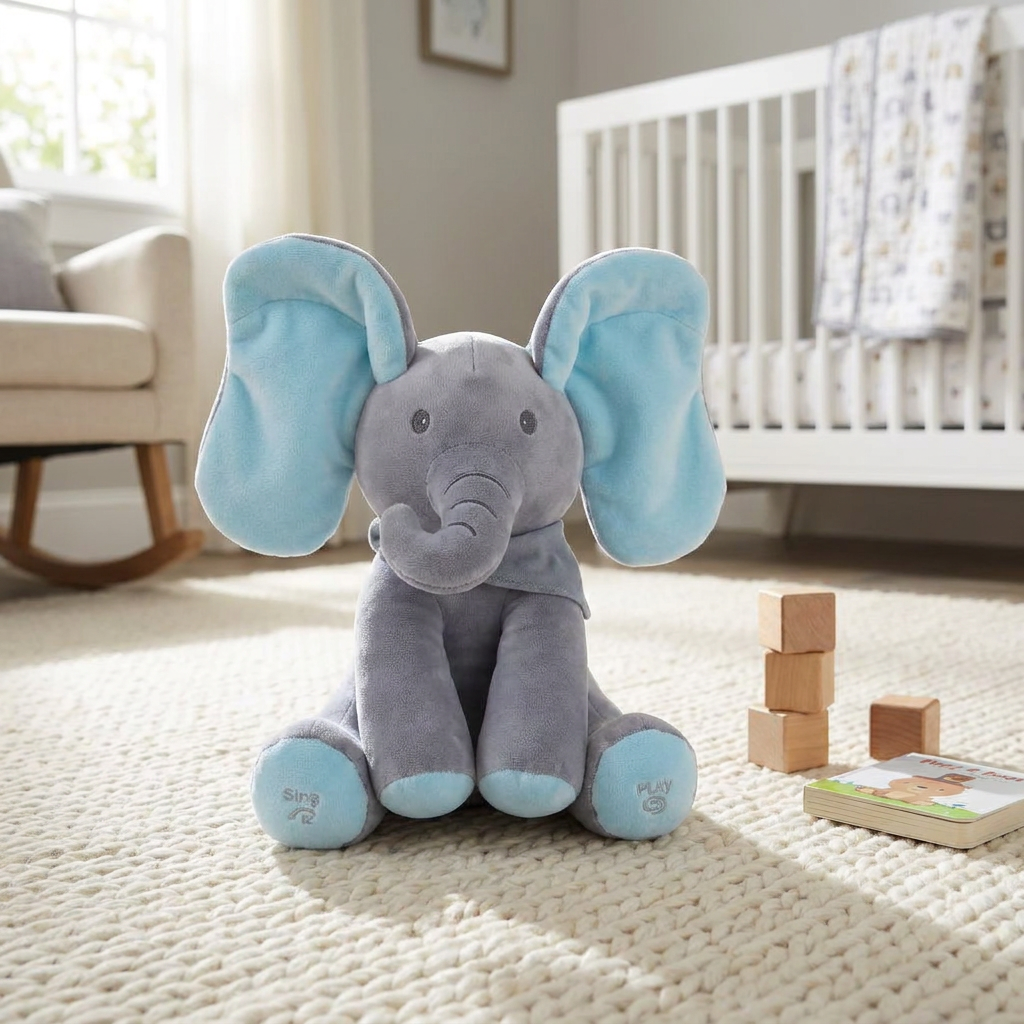 Musical Elephant Toy with Peek-A-Boo Function | Interactive Plush for Engaging Play