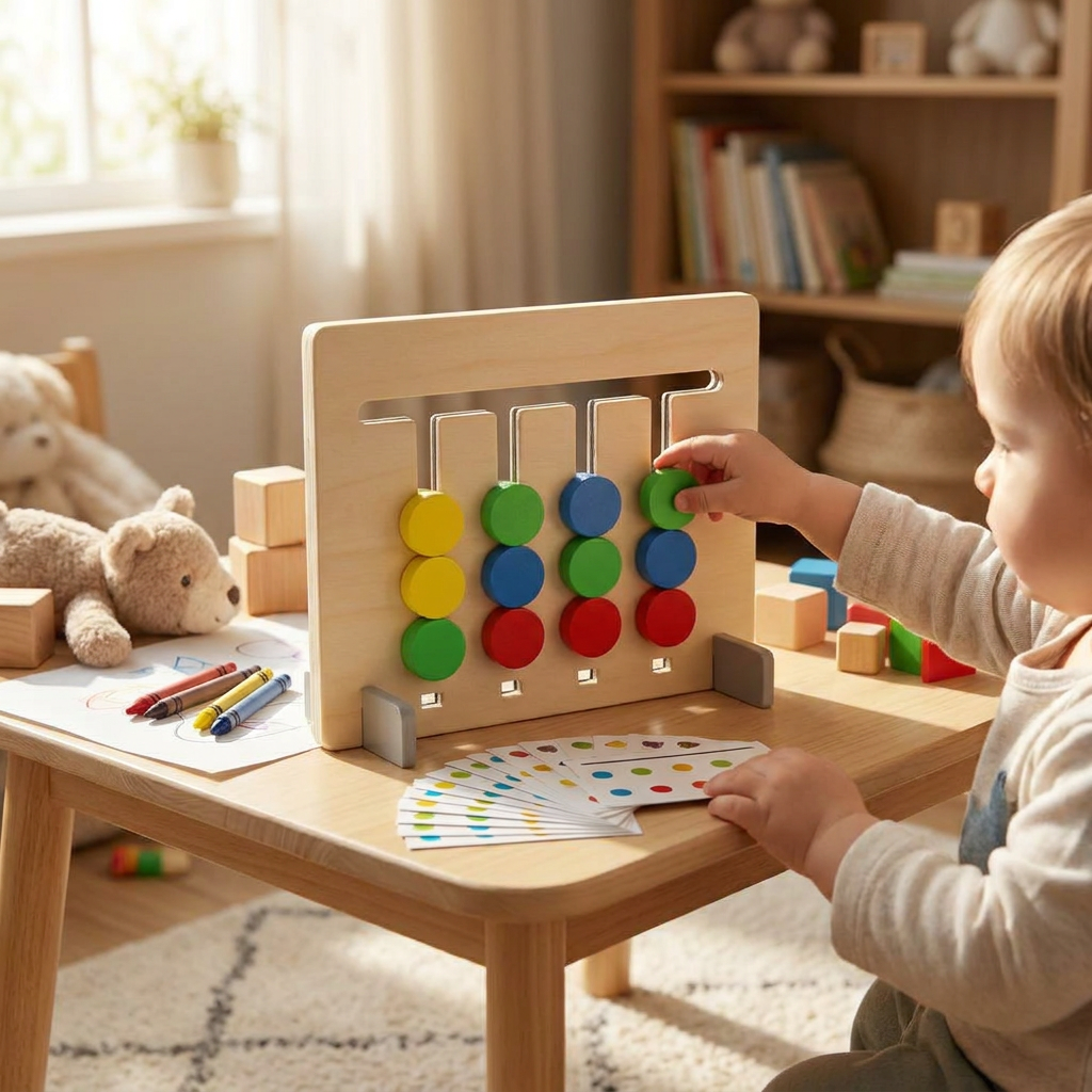 Toddler Pattern Puzzle - Color Matching Slide Board & Cards
