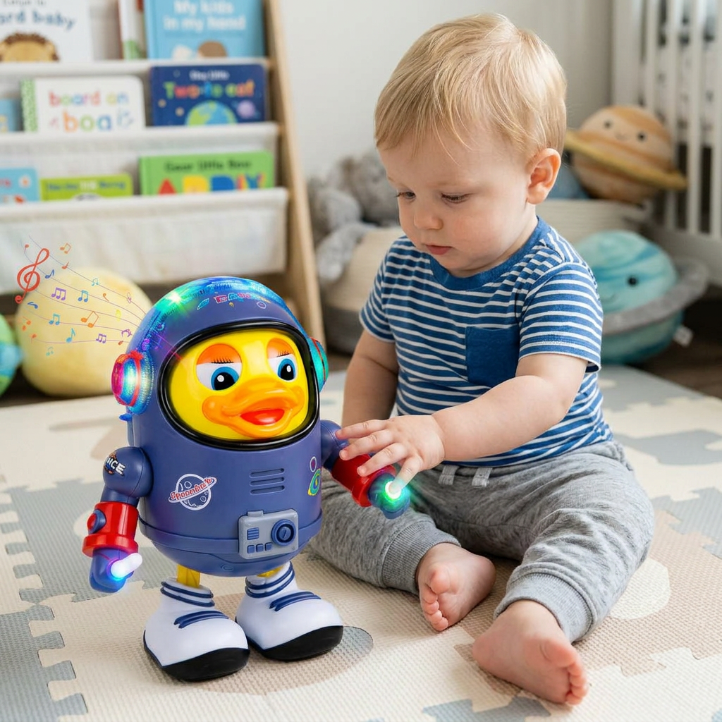 Dancing Astronaut Duck Toy with Light & Sound | Interactive Fun for Kids