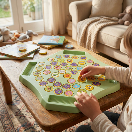 Animal Memory Flip Game with Matching Discs, Screen Free Matching Pairs Game for Kids and Family Game Night
