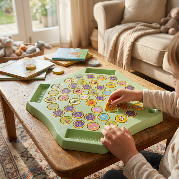 Animal Memory Flip Game with Matching Discs, Screen Free Matching Pairs Game for Kids and Family Game Night