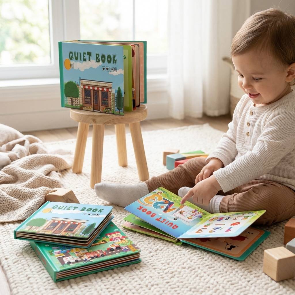 Montessori Quiet Book for Kids, Interactive Busy Book with Puzzles, Matching Games and Literacy Pages