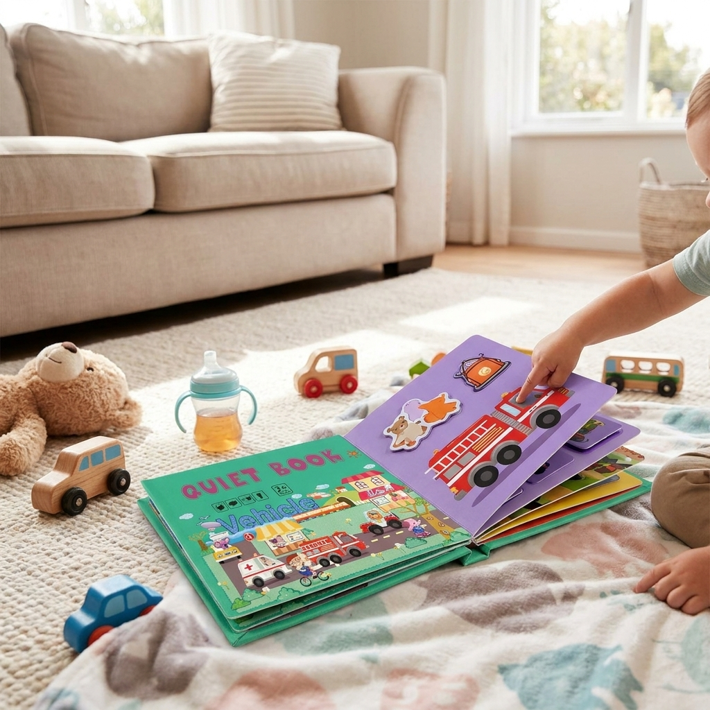 Montessori Quiet Book for Kids, Interactive Busy Book with Puzzles, Matching Games and Literacy Pages