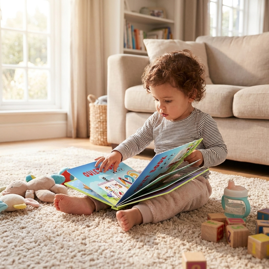 Montessori Quiet Book for Kids, Interactive Busy Book with Puzzles, Matching Games and Literacy Pages