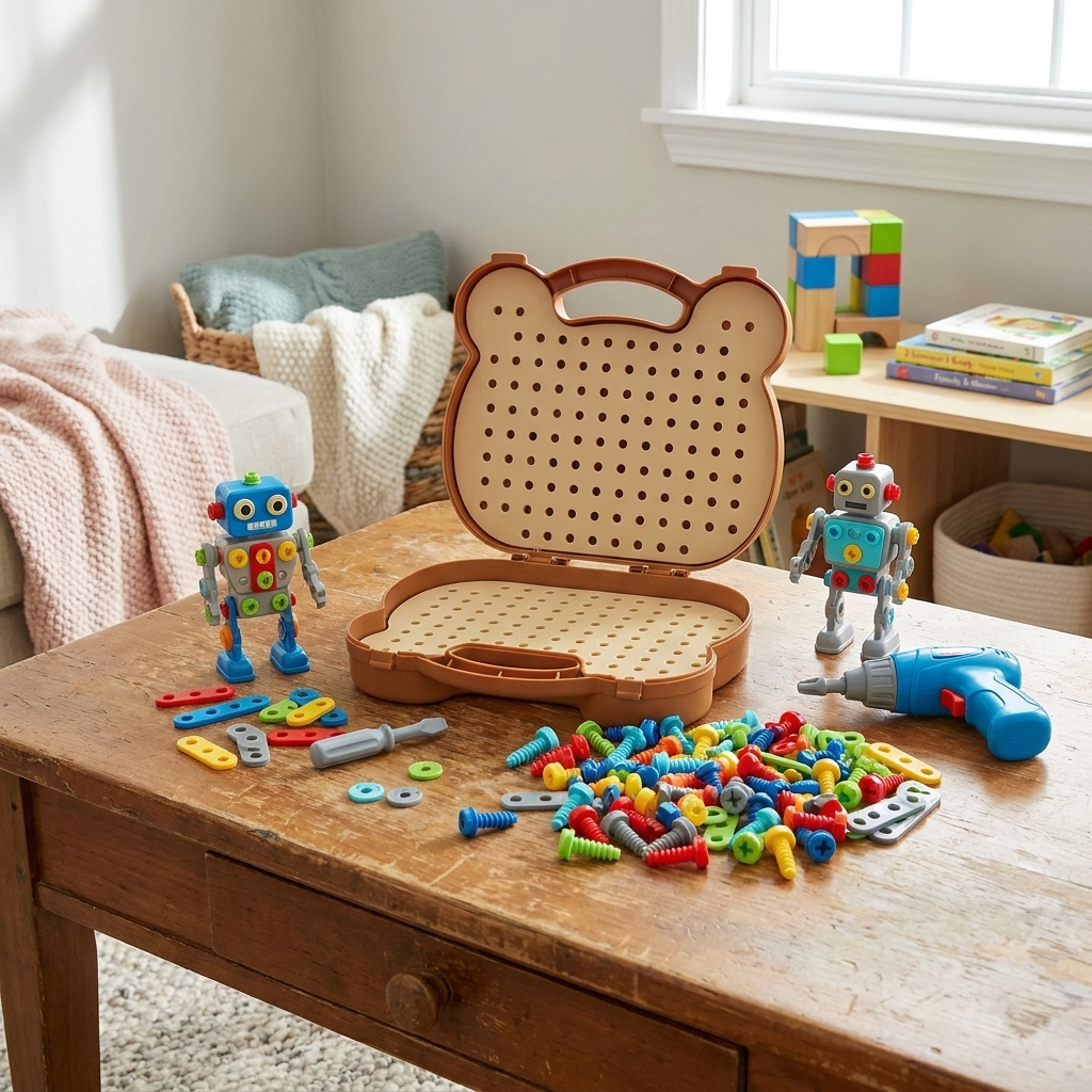 STEM Building Set for Kids, Take Apart Screw and Bolt Construction Toy, Builds Animals and Vehicles