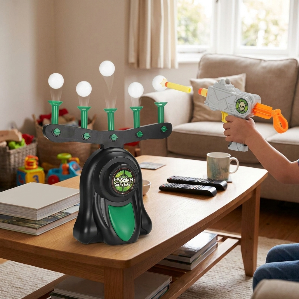Hover Shot Shooting Game Set for Kids and Adults, Floating Ball Target Game with Soft Foam Darts and Adjustable Air Levels