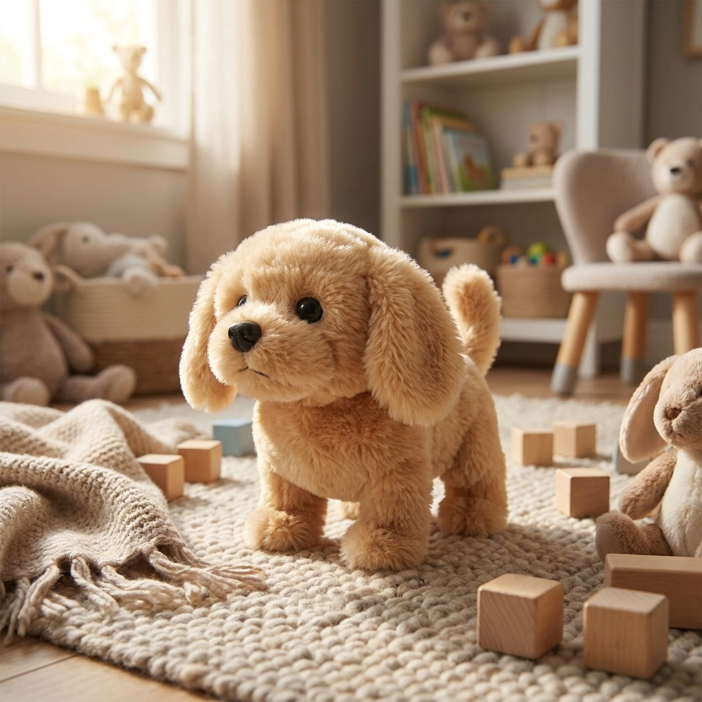 Walking Barking Puppy Plush Toy, Interactive Stuffed Dog That Walks, Wags Its Tail and Barks, 7 Breed Styles for Babies and Toddlers
