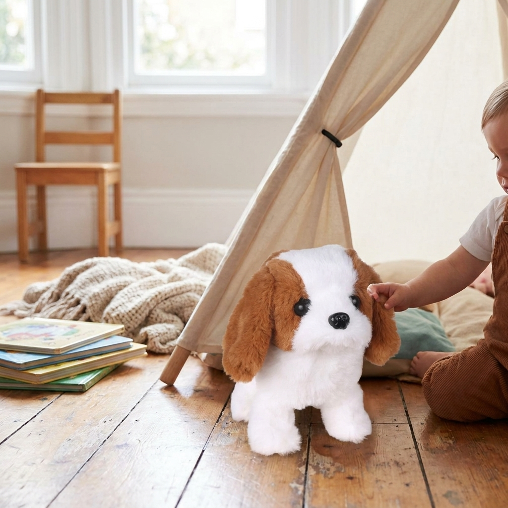 Walking Barking Puppy Plush Toy, Interactive Stuffed Dog That Walks, Wags Its Tail and Barks, 7 Breed Styles for Babies and Toddlers