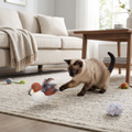 Interactive Cat Toy, Motion Activated Chirping Bird with Soft Plush Body and Feather Tail, Self Play Hunting Toy for Indoor Cats