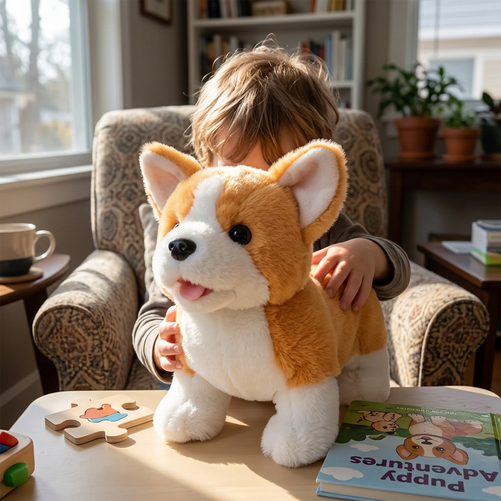 Walking Barking Puppy Plush Toy, Interactive Stuffed Dog That Walks, Wags Its Tail and Barks, 7 Breed Styles for Babies and Toddlers