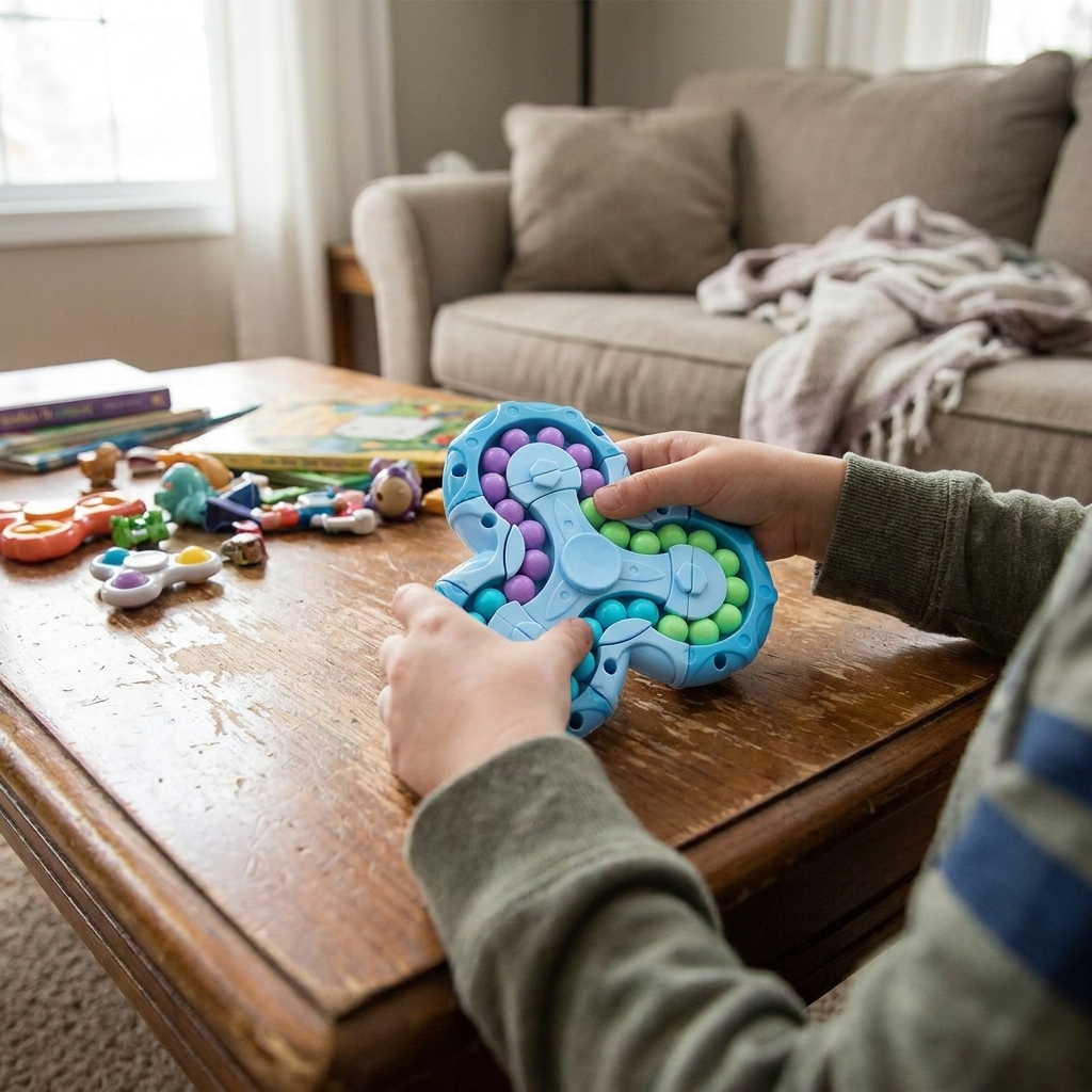 Puzzle Fidget Spinner with Smooth Rotation and Solvable Configurations, Pocket Toy for Kids and Adults