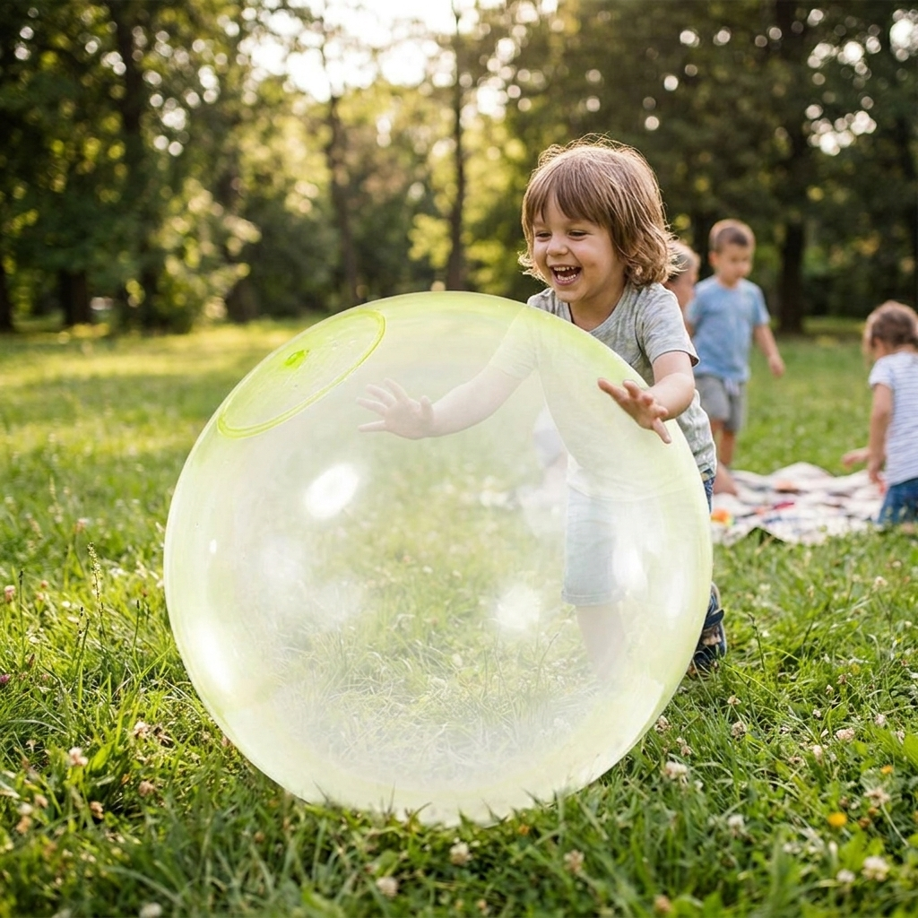 Giant Bubble Ball Toy, 80 cm and 120 cm Self-Sealing Reusable Play Ball for Backyard, Trampoline and Party Fun