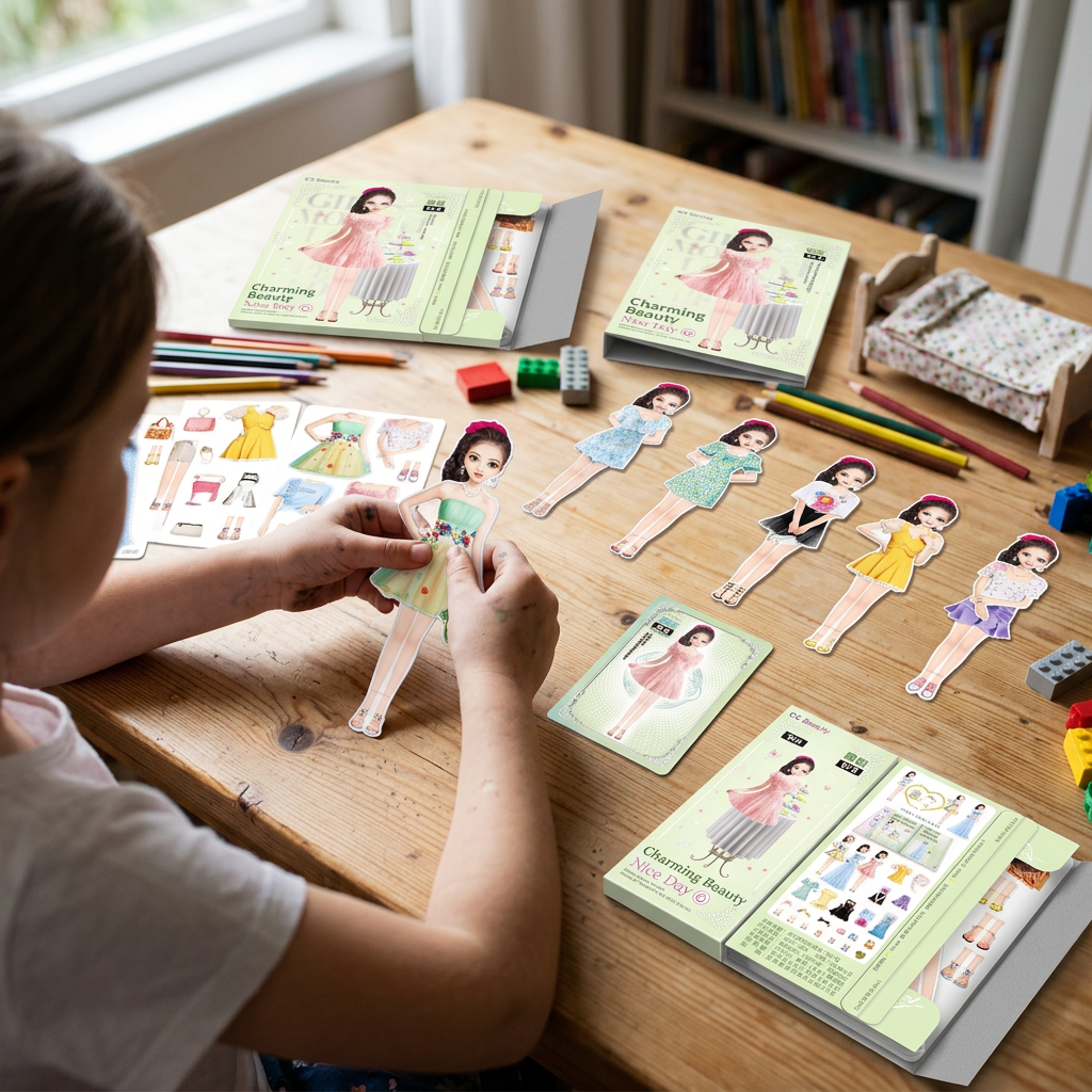 Magnetic Dress Up Doll Book for Kids, Reusable Jackets, Skirts, Dresses and Boots, 9 Character Options, Screen-Free Play