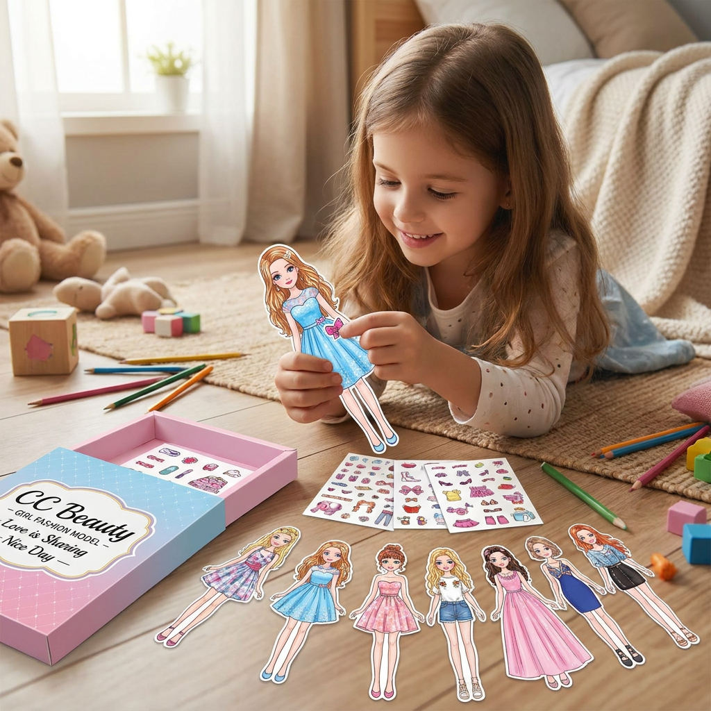 Magnetic Dress Up Doll Book for Kids, Reusable Jackets, Skirts, Dresses and Boots, 9 Character Options, Screen-Free Play