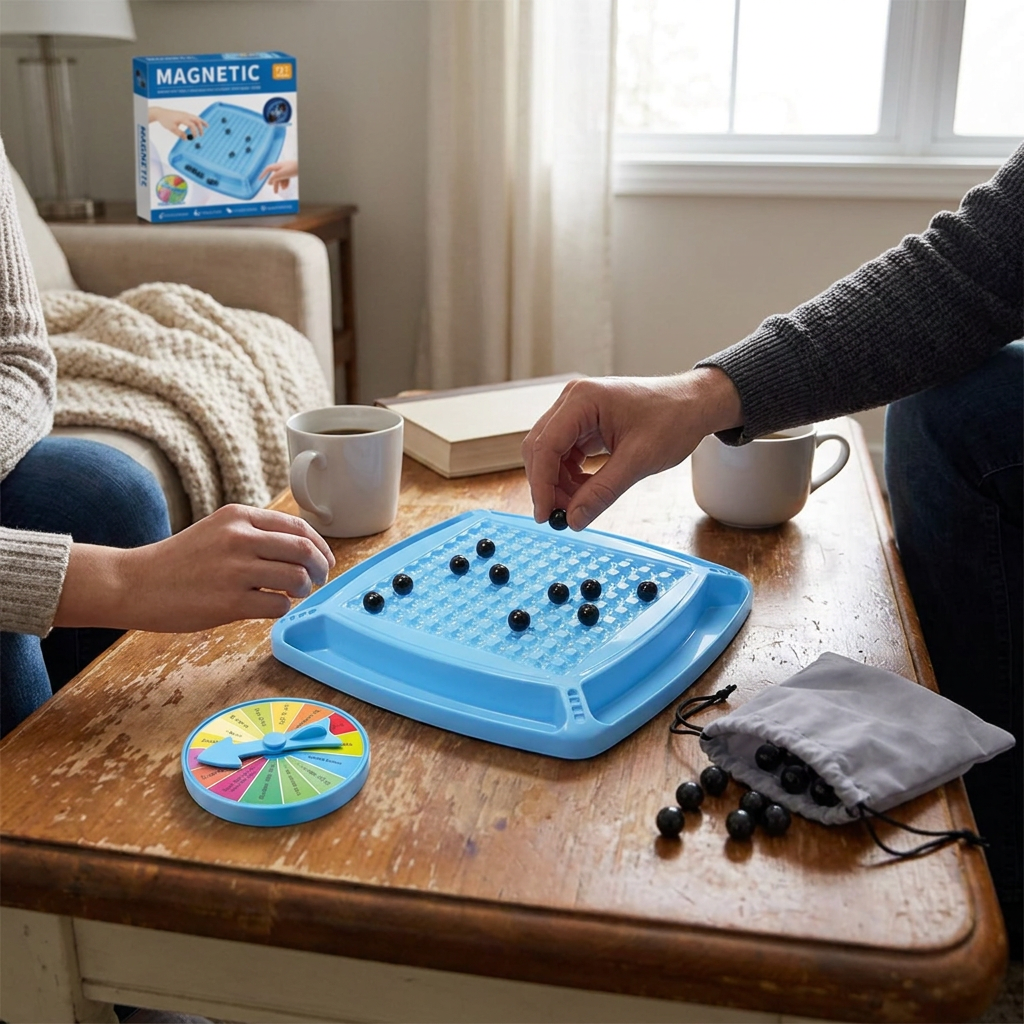 Magnetic Board Game for Family Game Night, Play Out All Your Magnets to Win, Screen-Free Strategy for Kids and Adults