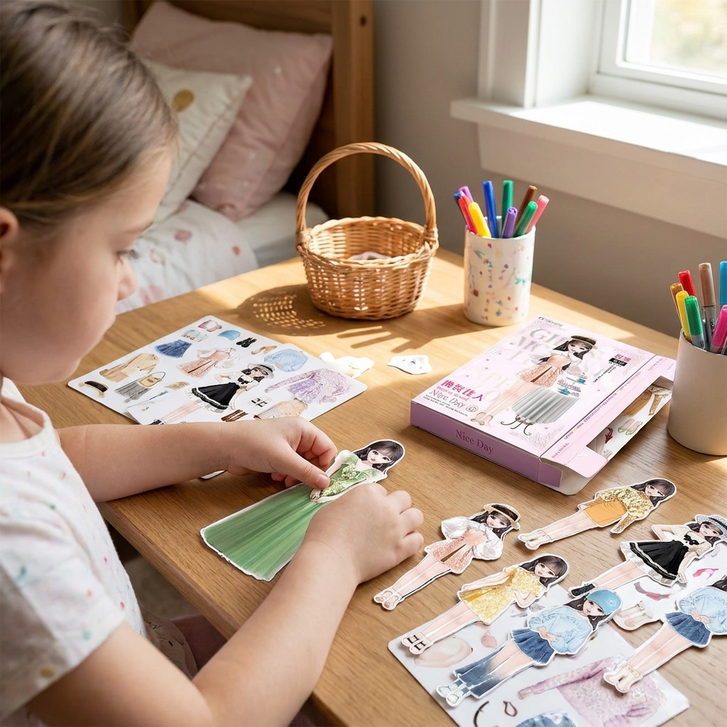 Magnetic Dress Up Doll Book for Kids, Reusable Jackets, Skirts, Dresses and Boots, 9 Character Options, Screen-Free Play