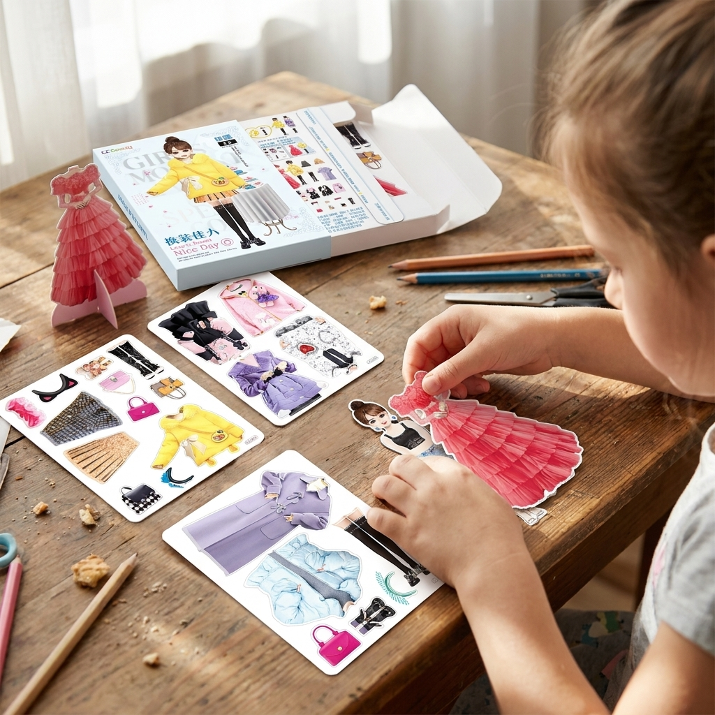 Magnetic Dress Up Doll Book for Kids, Reusable Jackets, Skirts, Dresses and Boots, 9 Character Options, Screen-Free Play