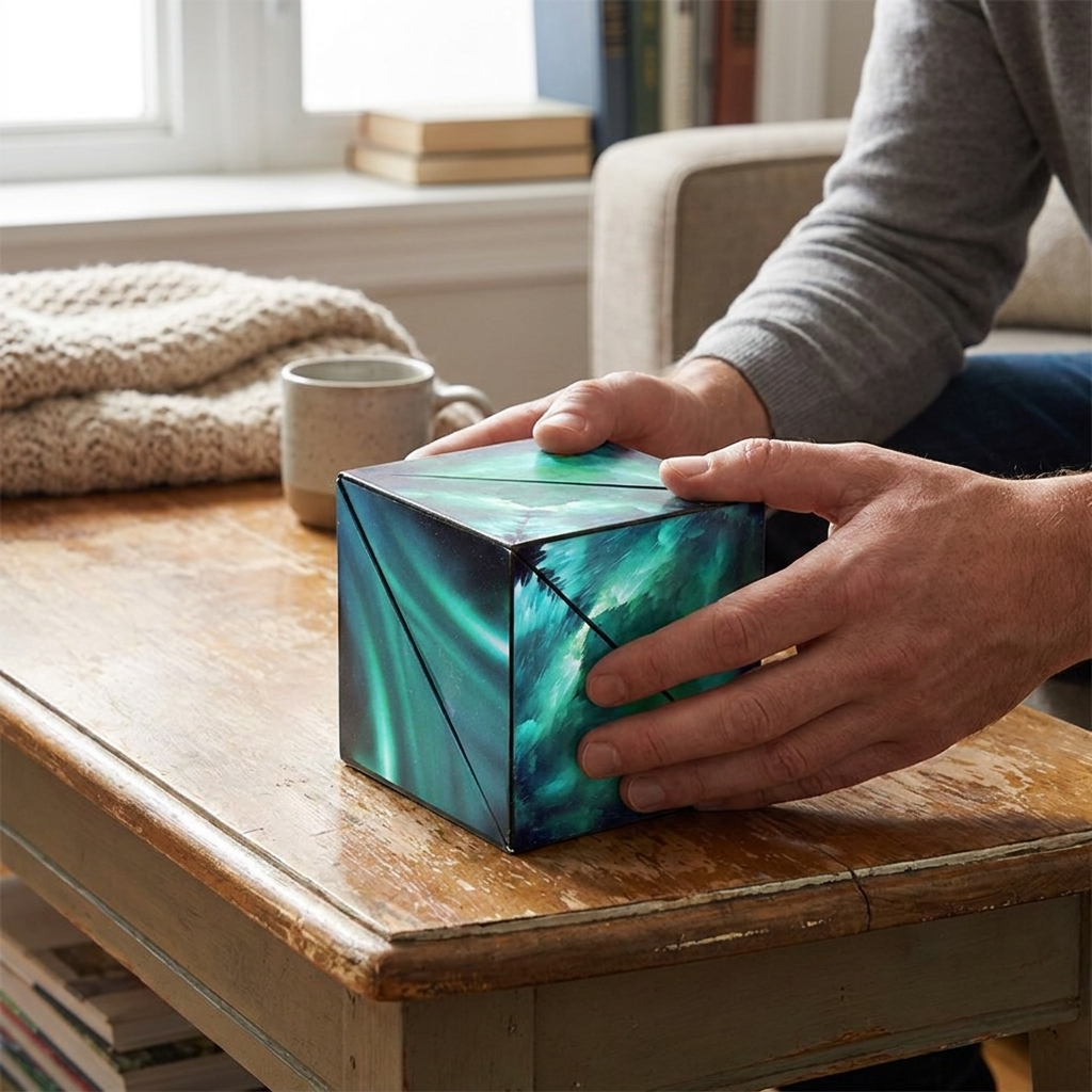 Magnetic Puzzle Cube Fidget Toy, Over 70 Shapes, Links to Other Cubes with Internal Magnets, for Kids and Adults