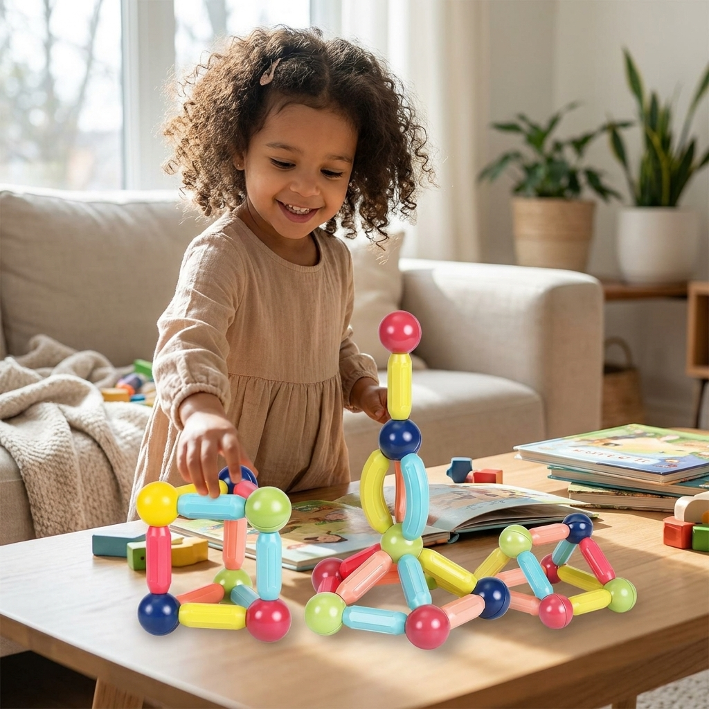 Magnetic Building Blocks Set for Kids, Snap Together Pieces Sized for Little Hands, Screen Free Indoor Play