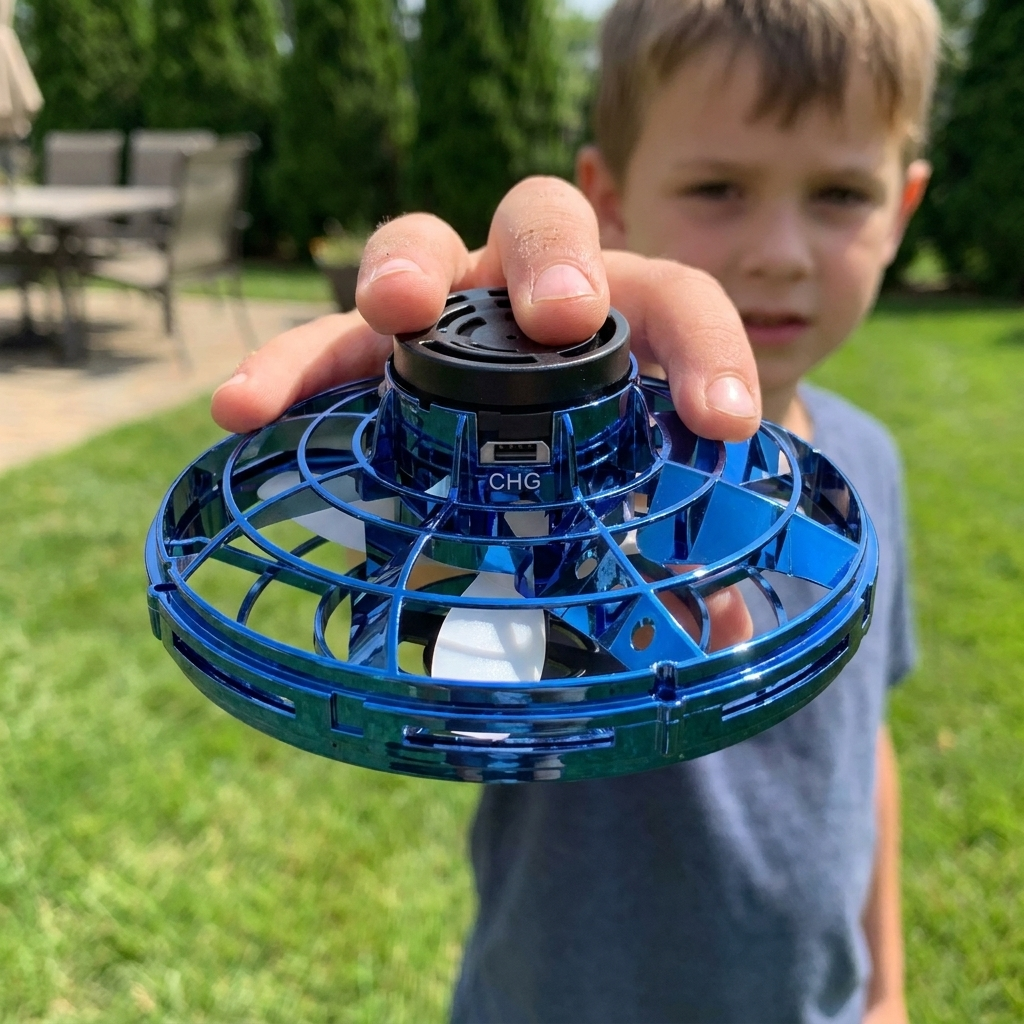 Mini Flying Drone Toy with Neon LED Lights, Palm Sized Light Up Flying Toy for Backyard, Beach and Dusk Play