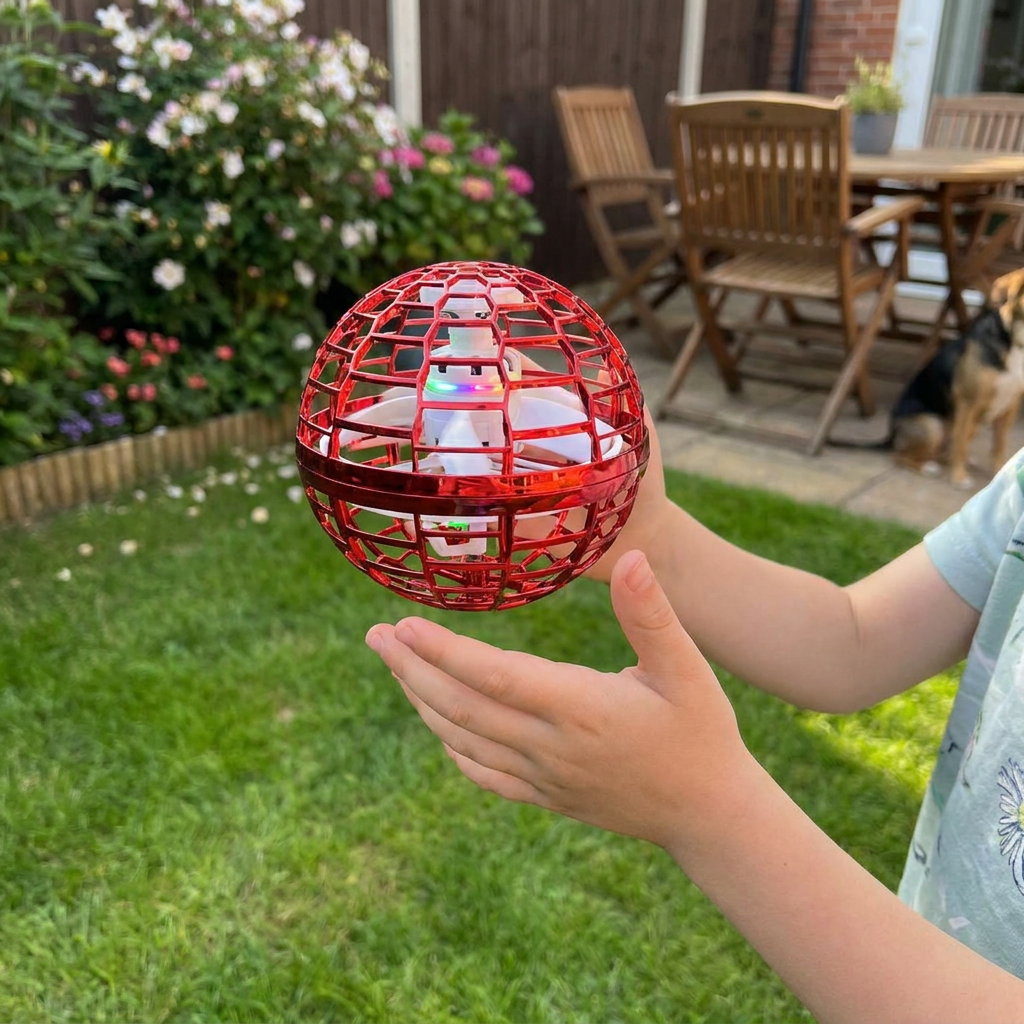 Flying Ball Drone Toy with RGB LED Lights, Fall Resistant Flying Orb, USB Rechargeable for Indoor and Outdoor Play