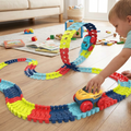 Snap Together Race Car Track Set with Light Up Climbing Car, Build Loops, Curves and Twists for Indoor Play