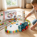 Domino Train Toy Set for Kids that Lays Dominoes Automatically for Cause and Effect Play, 2 Color Options