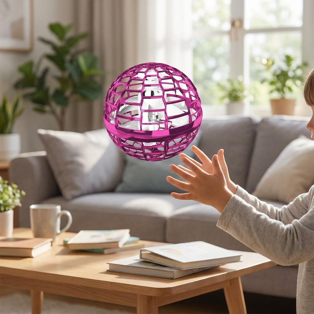 Flying Ball Drone Toy with RGB LED Lights, Fall Resistant Flying Orb, USB Rechargeable for Indoor and Outdoor Play