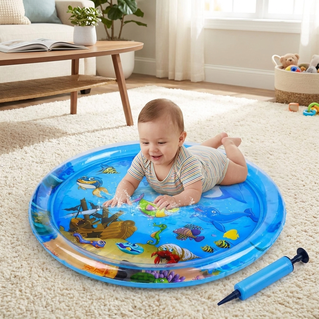 Interactive Cat Water Sensory Play Mat with Sealed Water Layer and Floating Fish, 2 Underwater Styles