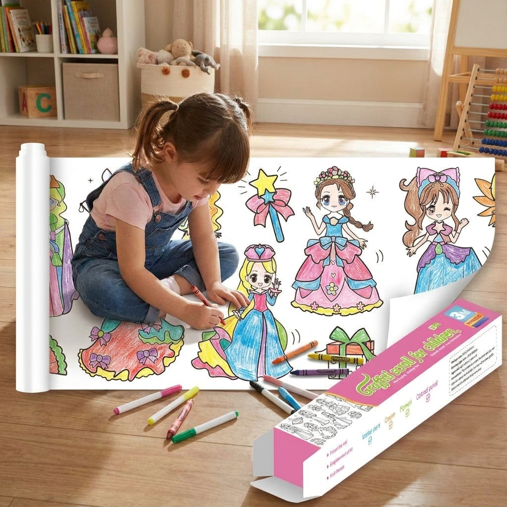 Extra Large Coloring Sheets for Kids, Sticker Coloring Poster Set in 5 Themes, Screen Free Travel Activity