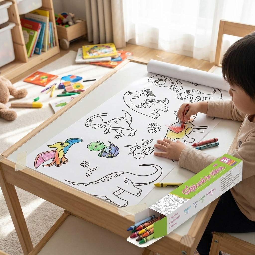 Extra Large Coloring Sheets for Kids, Sticker Coloring Poster Set in 5 Themes, Screen Free Travel Activity