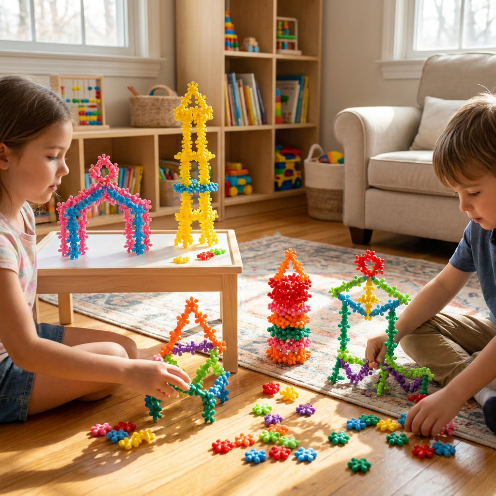 Interlocking Building Blocks Toy Set, Creative Construction Pieces for Kids to Build Bracelets and Crowns
