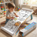 Extra Large Coloring Sheets for Kids, Sticker Coloring Poster Set in 5 Themes, Screen Free Travel Activity