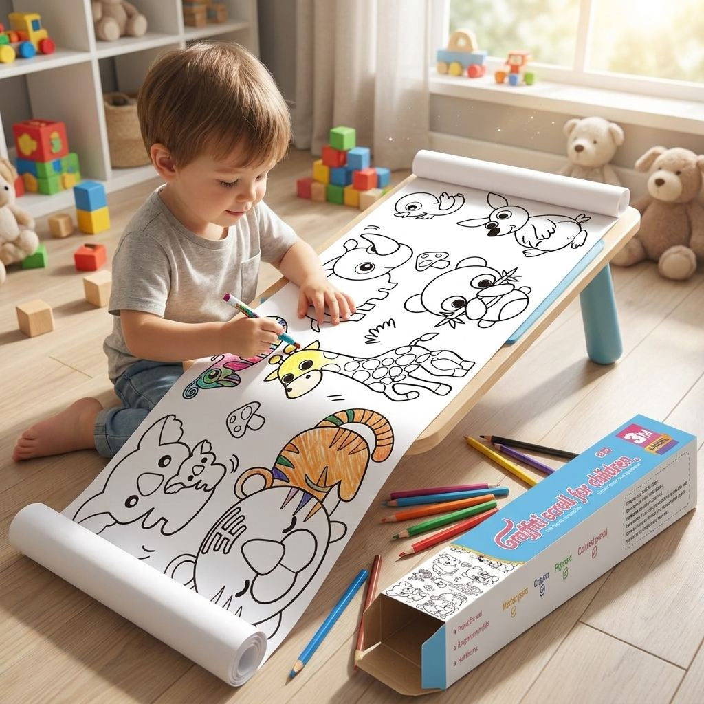 Extra Large Coloring Sheets for Kids, Sticker Coloring Poster Set in 5 Themes, Screen Free Travel Activity