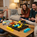 Bounce Ball Pattern Matching Game with Cards and Adjustable Height Base, Race to Copy the Card, Indoor Outdoor Family Game