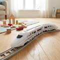 Bullet Train Toy for Kids, Automatic Turning with Front Universal Wheel, Connectable Carriages, No Track Floor Play