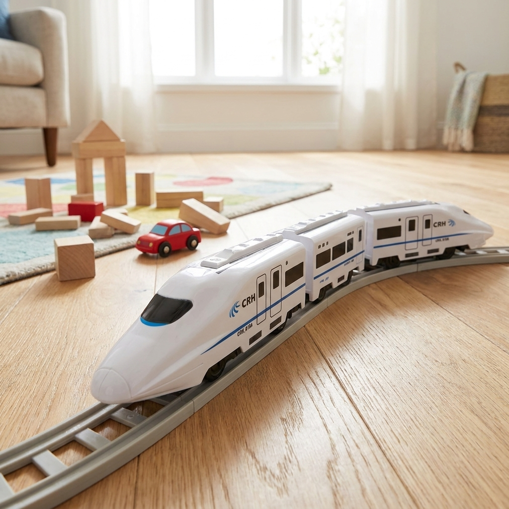 Bullet Train Toy for Kids, Automatic Turning with Front Universal Wheel, Connectable Carriages, No Track Floor Play