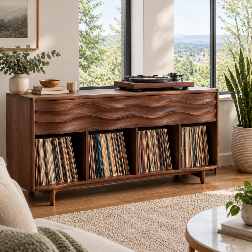 Atelier Wave Vinyl Console in a living space