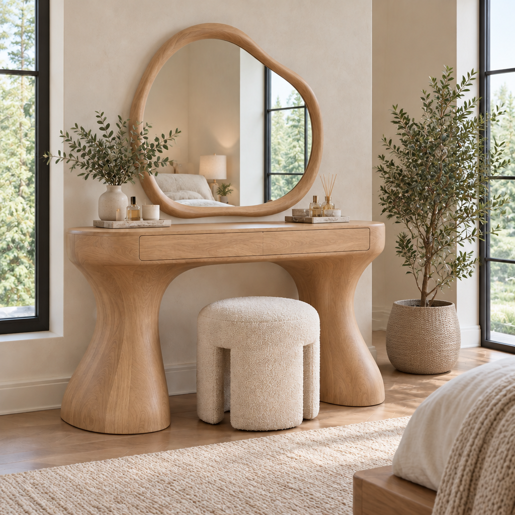 Atelier Organic Dressing Table with Mirror in Natural Oak finish