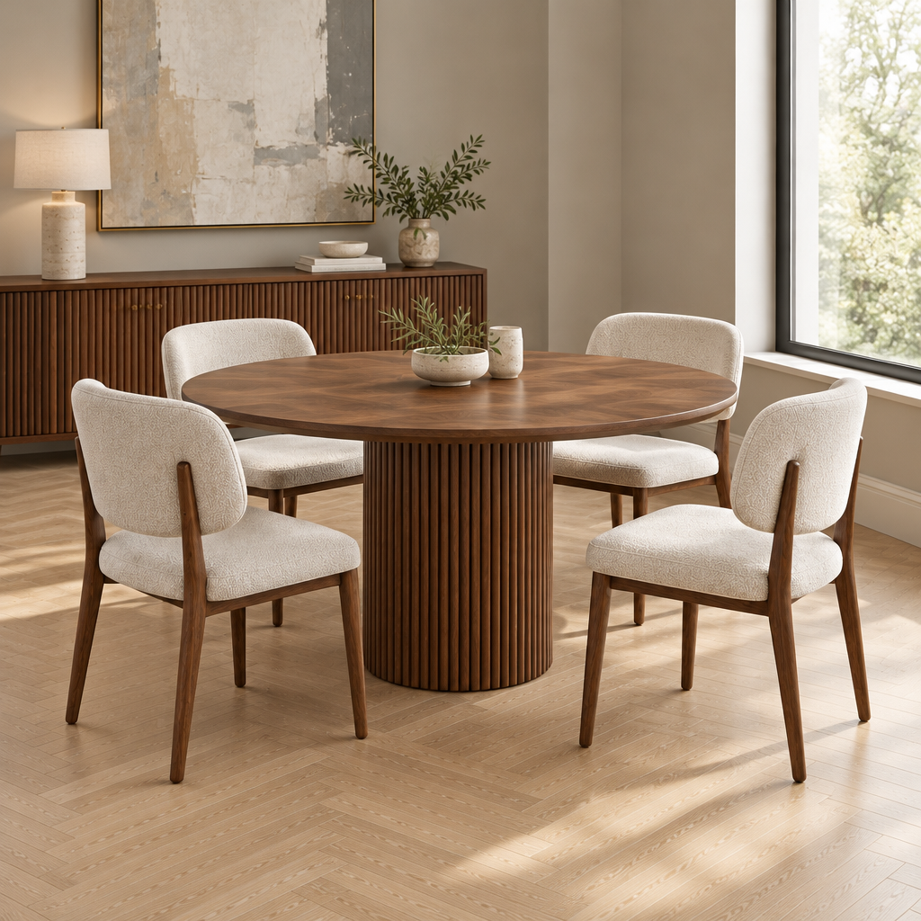 Arden Fluted Round Dining Table side view