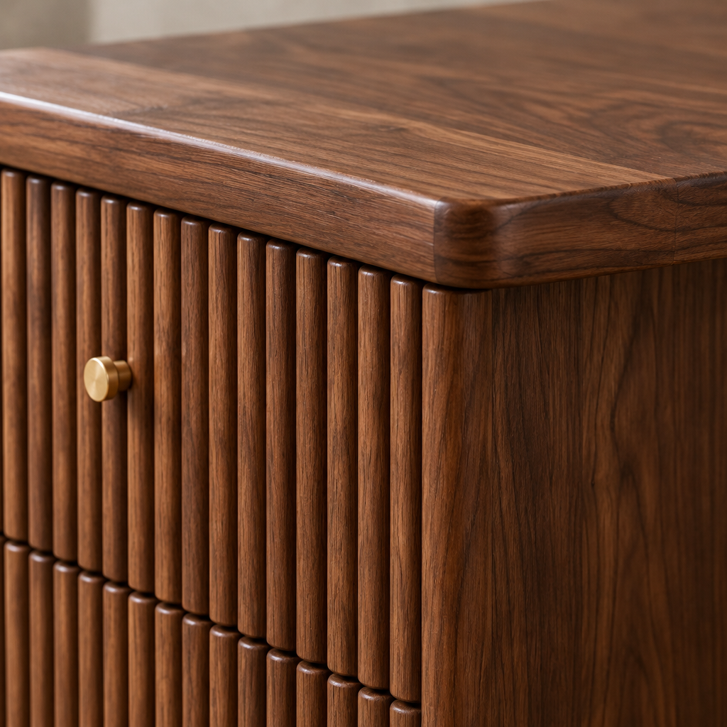 Arden Fluted Writing Desk wood grain close-up