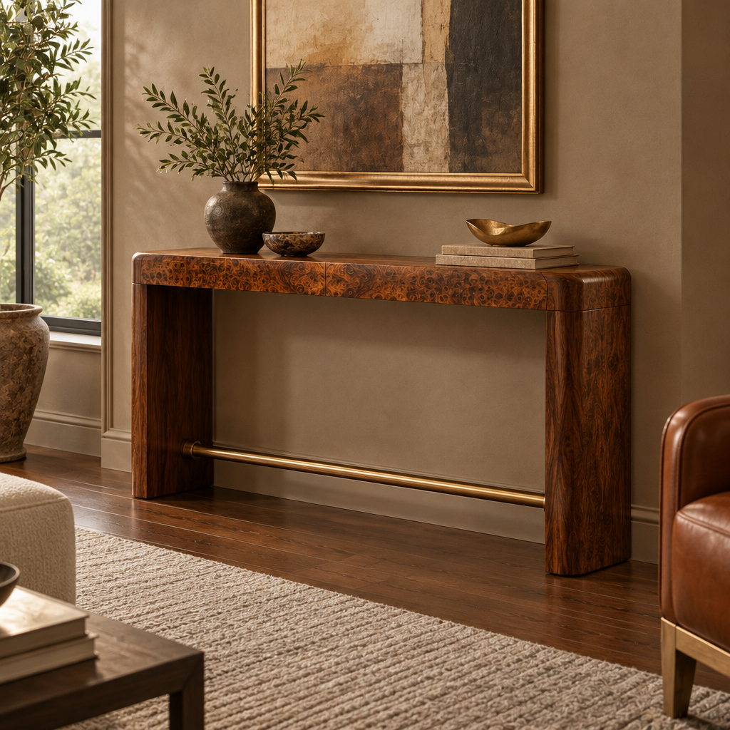 Sable Burl Console Table side view