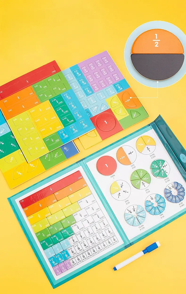 Magnetic Fraction Set for Kids Math Learning, Hands-On Numerator and Denominator Practice for Classroom and Homeschool