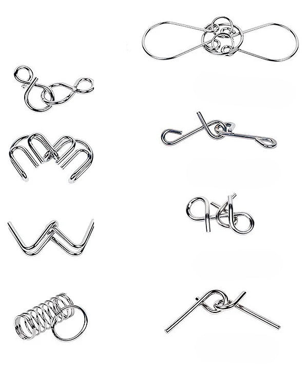 Metal Puzzle Rings Brain Teaser Set, Interlocking Puzzles to Take Apart and Reassemble, Screen Free Fidget